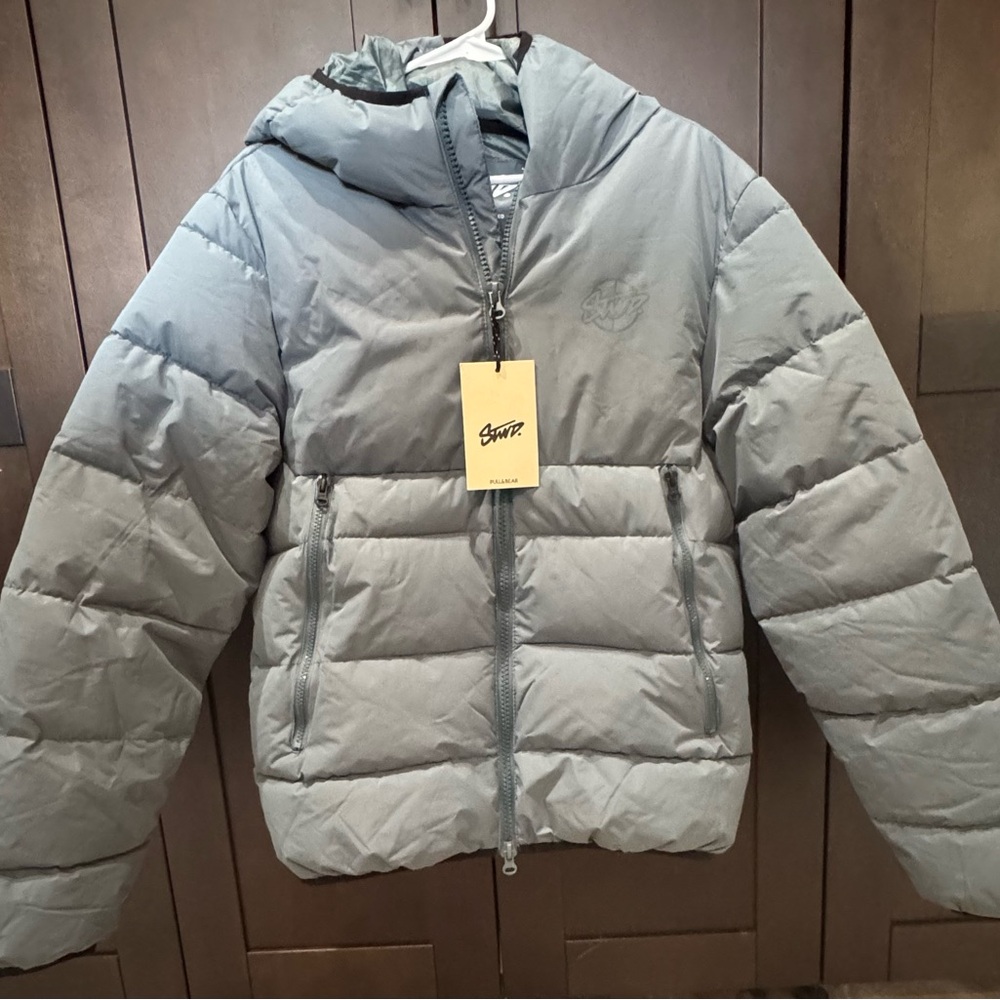 Pull&Bear Light Gray Hooded Puffer Jacket